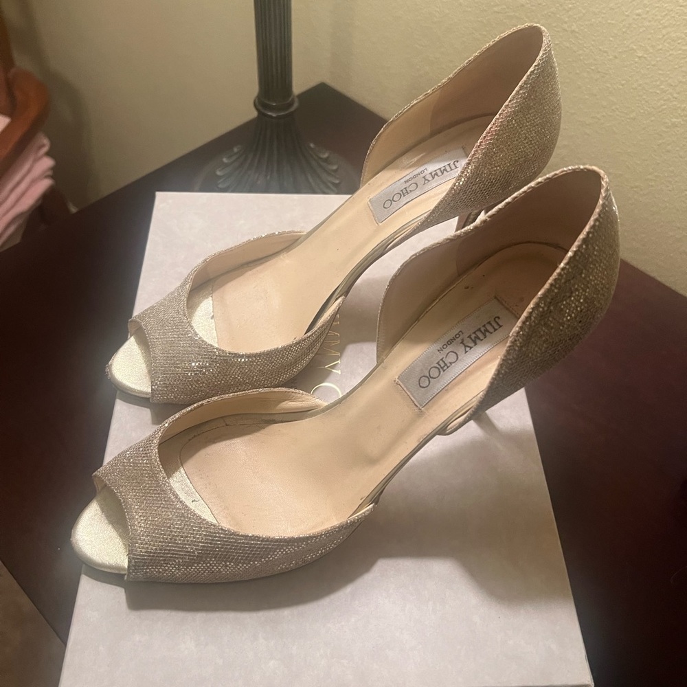Jimmy Choo Gold Heels with box - Picture 5 of 12